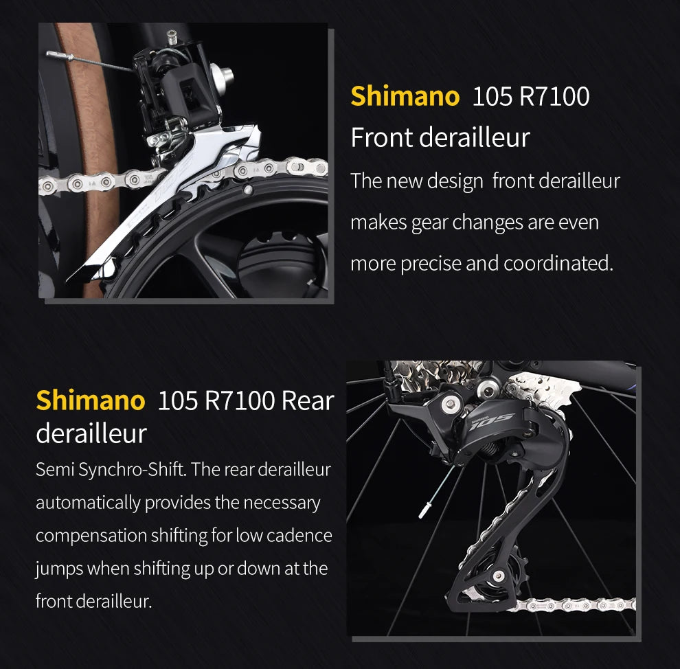 SAVA F20 Carbon Fiber Road Bike, Equipped with 105 R7120 24-Speed Groupset and Hydraulic Disc Brakes Adult Race Bike