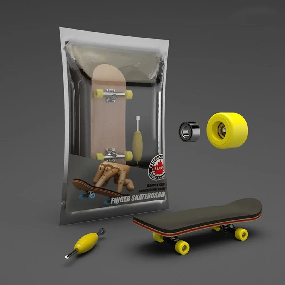 1Set Finger SkateBoard Wooden Fingerboard Toy Professional Stents Fingers Skate Set Novelty Children Christmas Gift