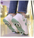 Removable Pulley Skate Skating Roller Skate Shoes for Boys Girls Upgraded Speed Sneakers with 4-Wheels for Kids Racing Skates