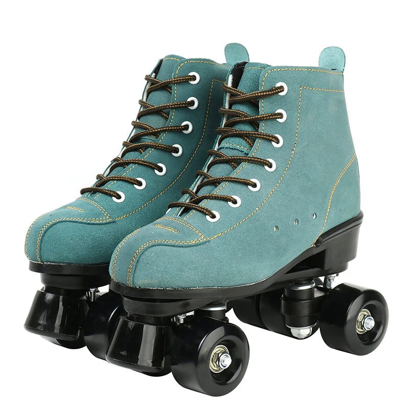 Pink Purple Blue Women Double Row Roller Skates Leather Breathable 4 wheel Sliding Skating Rollers sneakers size 31 32 33 34 35