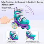 Kids Roller Skates Beginners Three-Point Roller Skates with Light up Wheels Adjustable Safety Assist Roller Skating Shoes