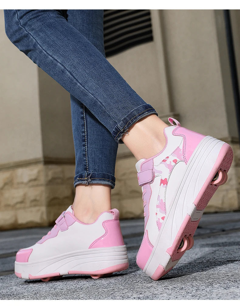 Roller Skate Shoes Kids Snickers With Wheels Children Rollerskates Fashion Outdoor Sports Shoes Girls Boys Gifts For Kids