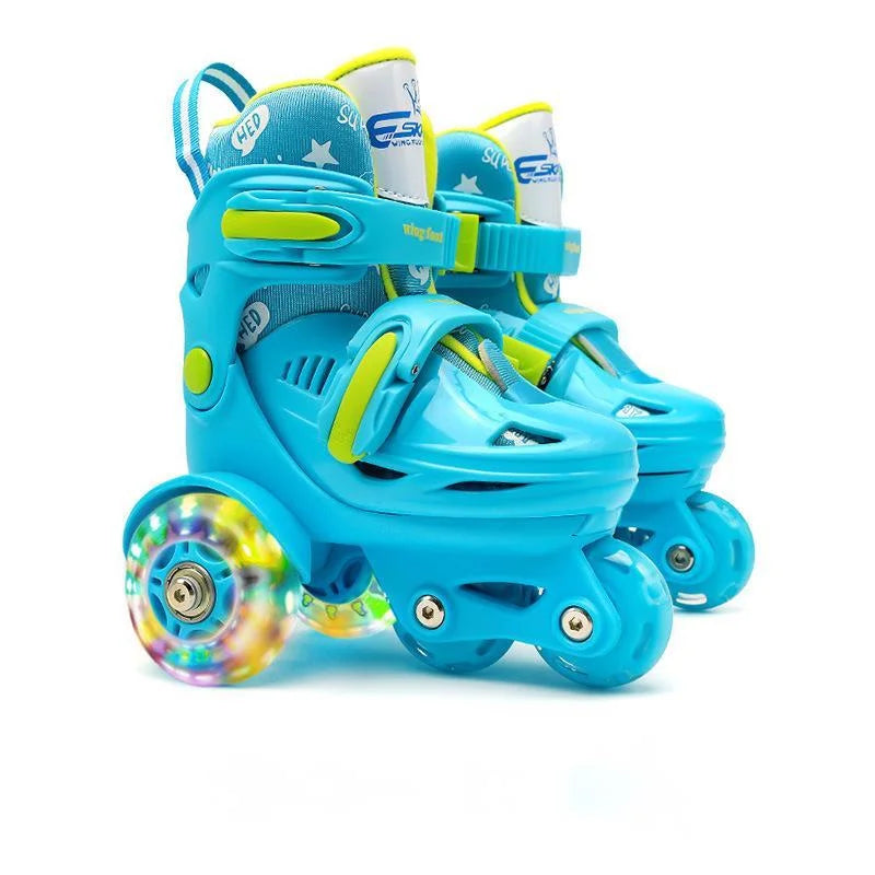 Children Skates High Elastic PU Double-row Roller Skates For Age 2-8 Kids Skating Shoes Adjustable Size