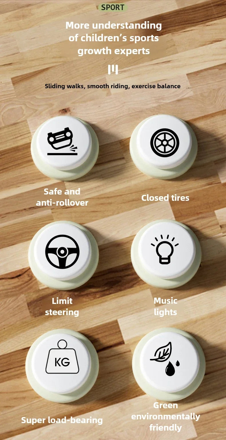 Riding Toy Balance Bike Silent Glider Learning Walker Children's Training Riding Belt Safety Wheel Indoor Outdoor Birthday Gift