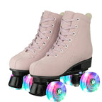Pink Purple Blue Women Double Row Roller Skates Leather Breathable 4 wheel Sliding Skating Rollers sneakers size 31 32 33 34 35