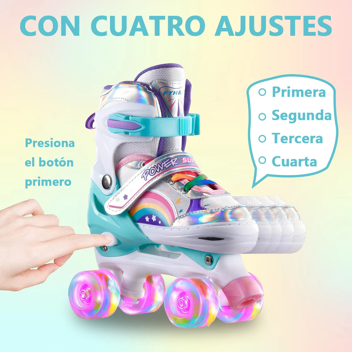 Boys Girls Kids Skates Children Roller Skates Skating Shoes PU Flashing 4 Wheels Roller Skates Sliding Adjustable Quad Sneakers