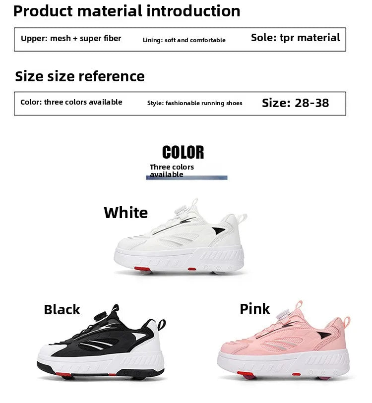 Detachable Wheel Roller Skate Shoes Children's Speed Roller Skates Boys' Sports Racing Sneaker with 2 Wheels Ice Skating Shoes