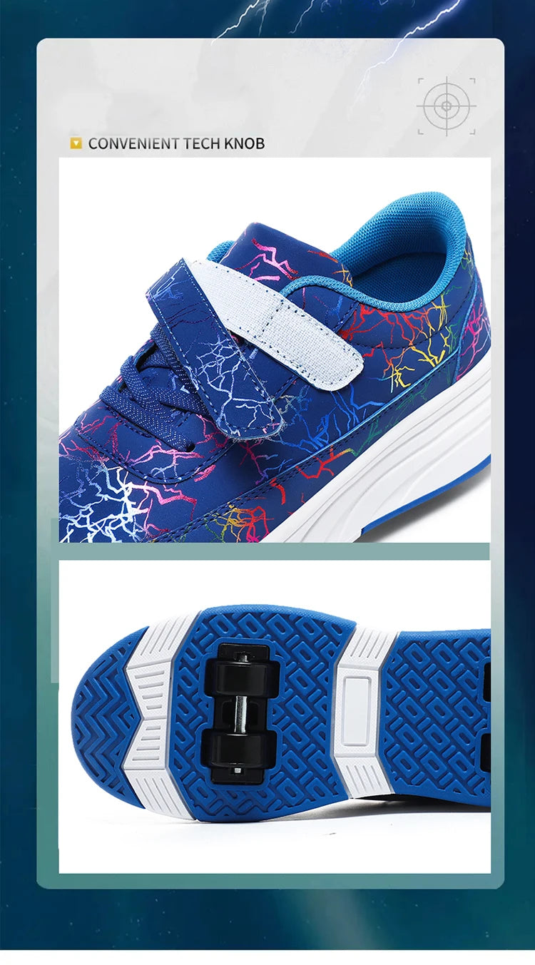 4 Wheel Dual-Use Roller Skates With Detachable Wheels,Sneakers, Boys And Girls Shoes With Wheels,Speed Skate