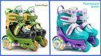Flash Double Row Roller Skates Shoes Children's Speed Ice Skates Beginner 4-wheel Roller Skates Adjustable Size Rollers for Kids