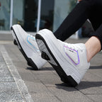 New Children'S Parkour Roller Skate Usb Charging Deformation Shoes Kids Adults Unisex Walking Running Casual Sneakers Gift