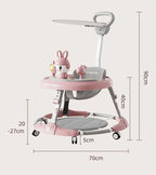 7-speed Adjustable Music Multifunctional Anti Rollover Foldable Walker for Babies Aged 6-18 Months Regular Wheel Plate Style