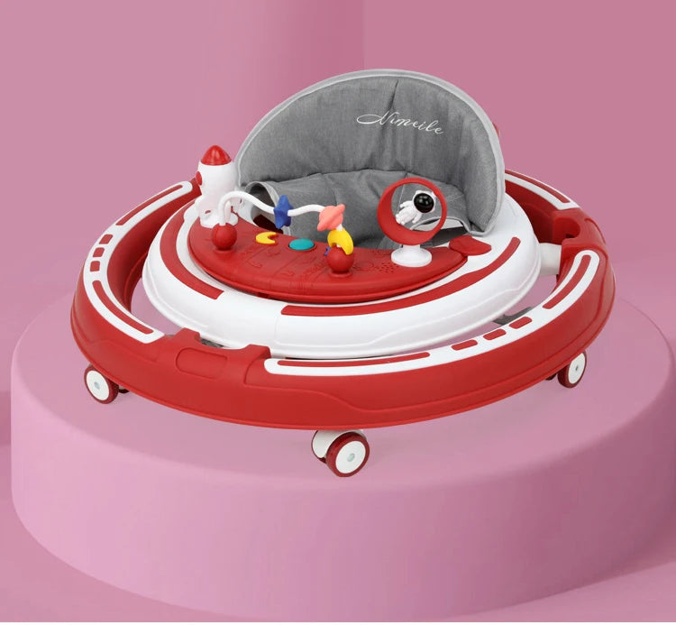 Foldable and adjustable baby multi-function walker Newborn learning cart with music with wheels and seats