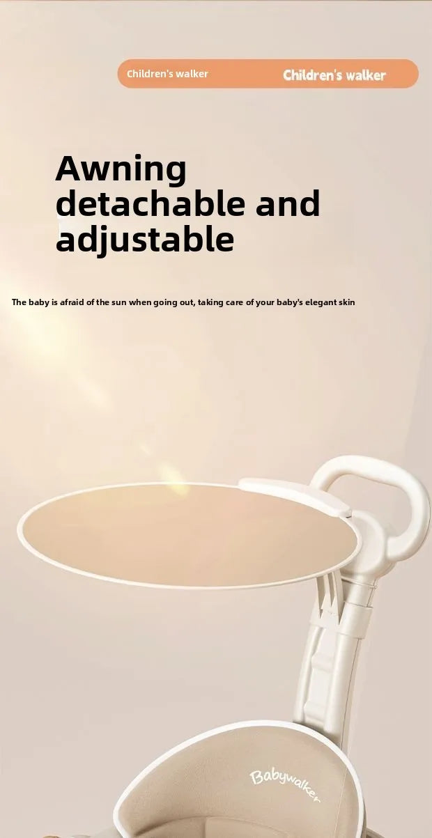 New 4-in-1 Multifunctional Baby Walker Anti-Bow Legs Anti-Tip Design 360° Swivel Silent Wheels Suitable 6-18 Months Solid Color